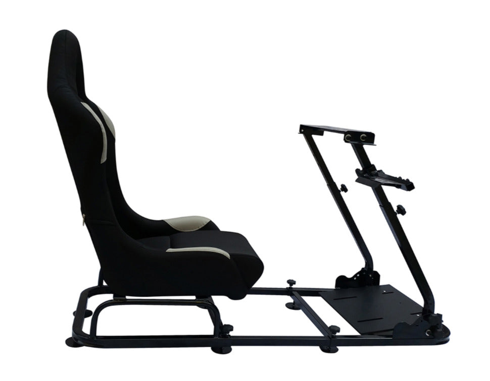 Driving Game Chair Sim Racing Seat & Frame Xbox PS PC Gaming Black Grey Textile