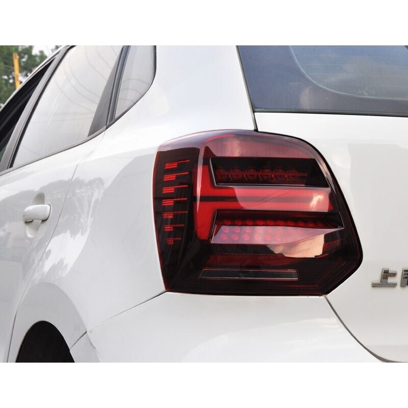 AS Pair VW Polo 6R / 6C 2009-2017 LED Rear Lights Tail Lightbar SEQ Smoke LHD