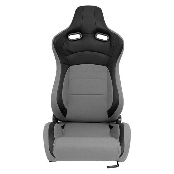 Auto-Style Pair (x2) of Universal Deluxe Bucket Sports Seats Black & Grey Carbon Back Fold & Tilt