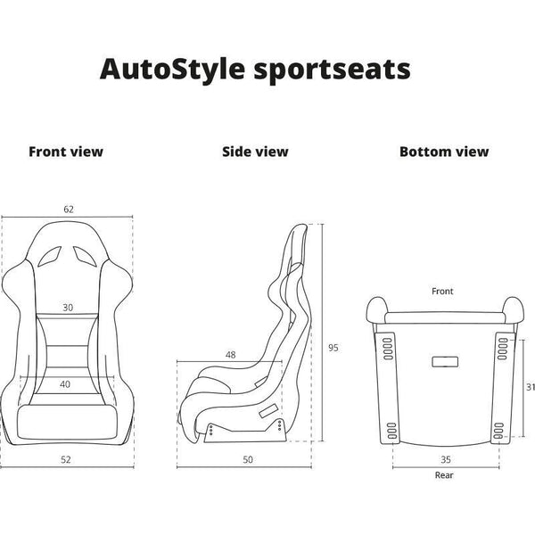 ATS x1 Universal 400mm wide Black Bucket Seat Fixed Back Motorsport Track