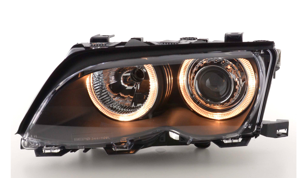 FK Set LED DRL Devil Halo Eye Headlights BMW E46 Saloon 01-03 black LHD RHD M3