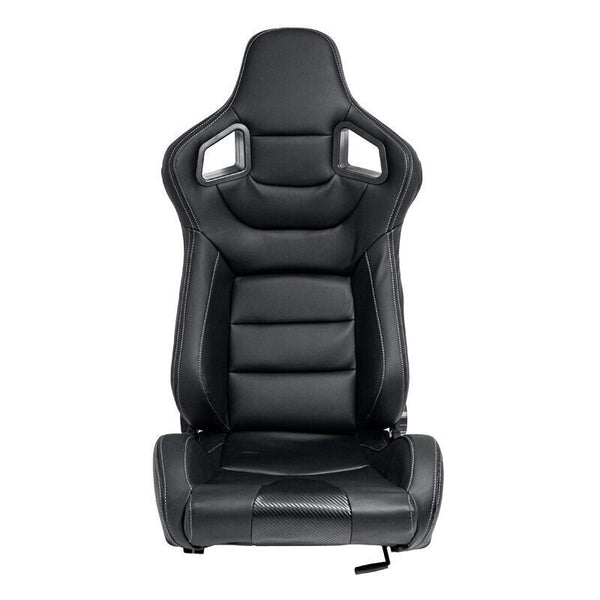 Auto-Style RK x2 (A Pair of) Universal Sports Bucket Seats Black Silver Stitch + slide runners UK STOCK (No Import Tax)
