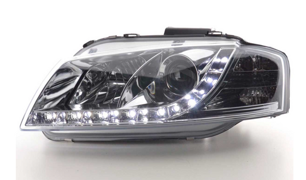 FK LED DRL Headlights Lightbar Halo Lightbar Audi A3 8P 8PA 03-07 Chrome LHD