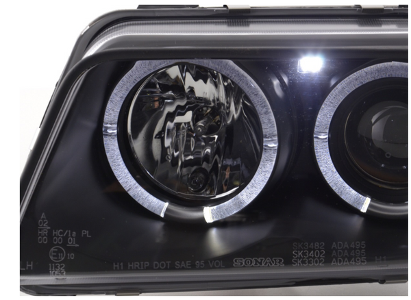 FK LED DRL Angel Eye Projektorscheinwerfer Audi A4 Typ B5 8D 95-99 schwarz S4 LHD