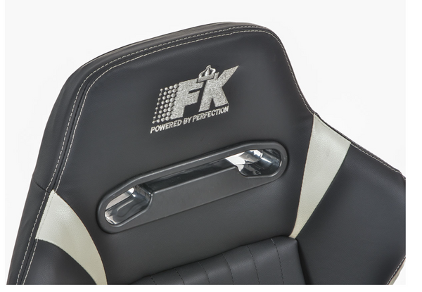 FK Pair Bucket Sports Seats Set Car Black White Motorsport Deluxe Recline Fold