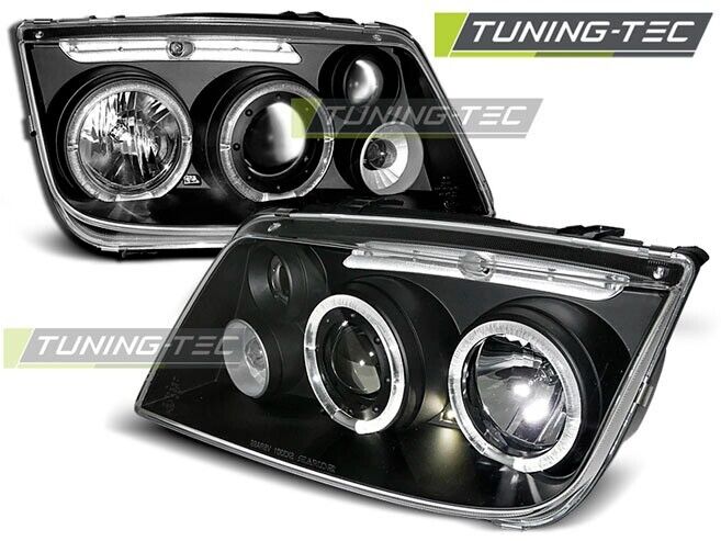 Tuning-Tec Pair LED DRL Halo Ring Headlights VW Bora 98-05 Black H1 H3 LHD