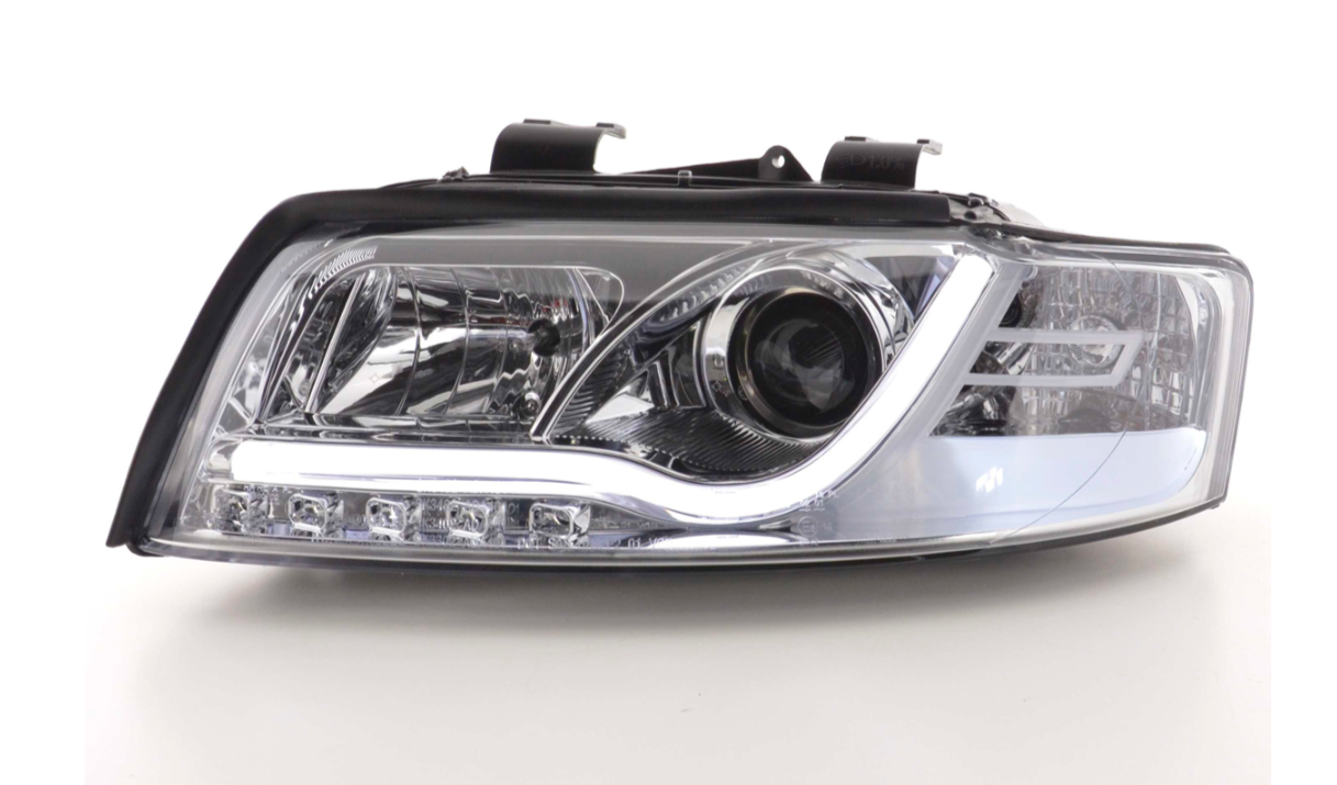 FK Set LED DRL Headlights Halo Lightbar Audi A4 b6 8E 01-04 Chrome LHD S4