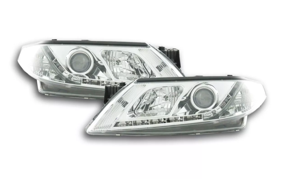 FK Set LED DRL Halo Ring Headlights Renault Laguna G 01-05 chrome LHD