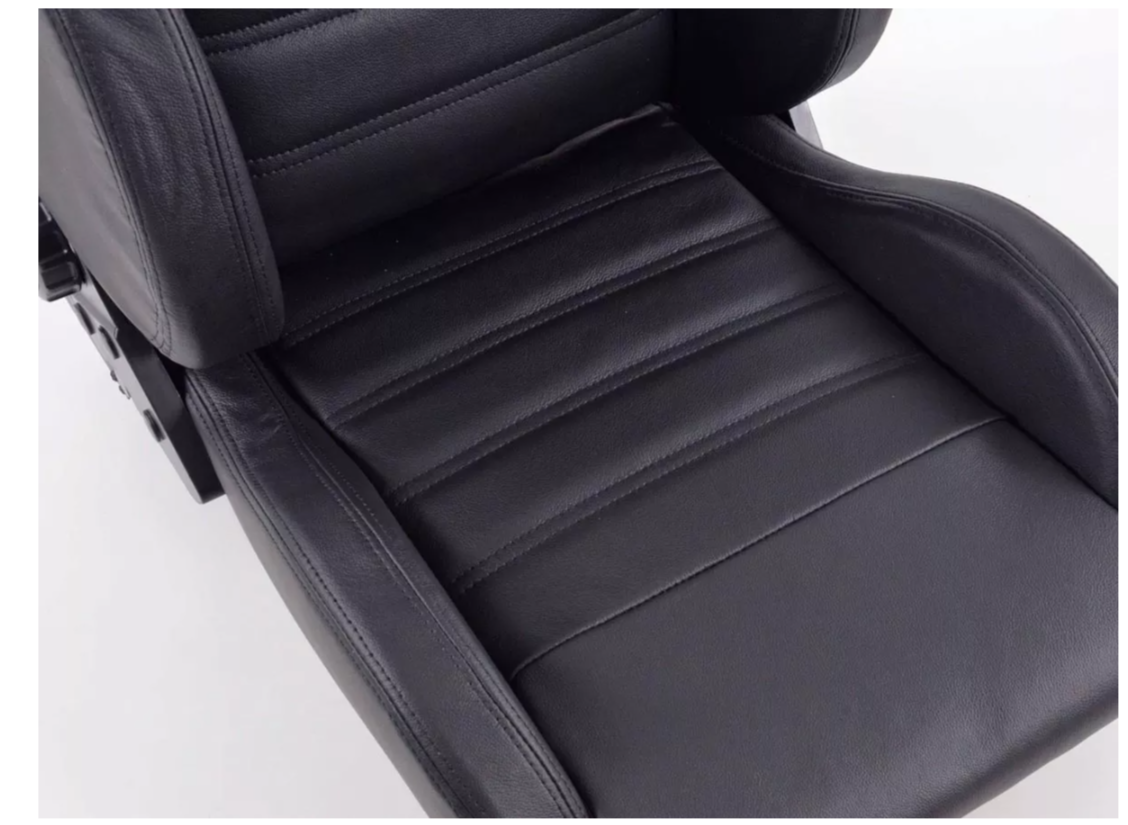 FK Pair Universal Reclining Bucket Sports Seats Black REAL LEATHER Race Edition