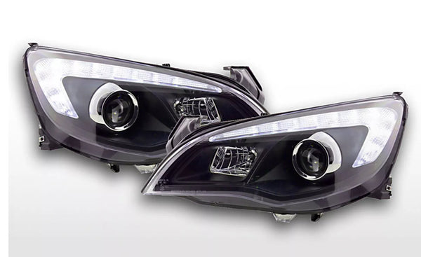 FK LED DRL Angel Eye Projector headlights Opel Astra J 5-dr 09-12 black LHD