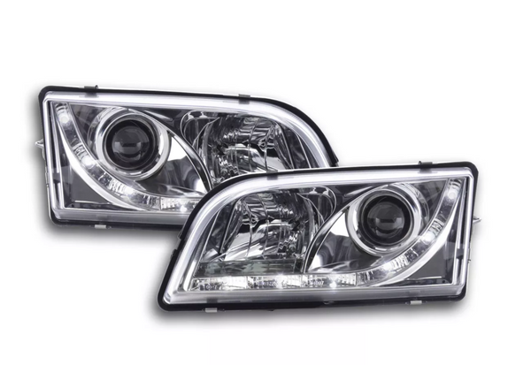 FK LED DRL Halo Lightbar headlights Volvo S40 V40 V50 M V 96-04 chrome LHD