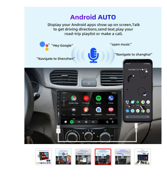 9-Zoll-Android-Touchscreen-Autoradio-Headunit, kabelgebundenes Carplay, kabelloses Spiegelnavigationssystem