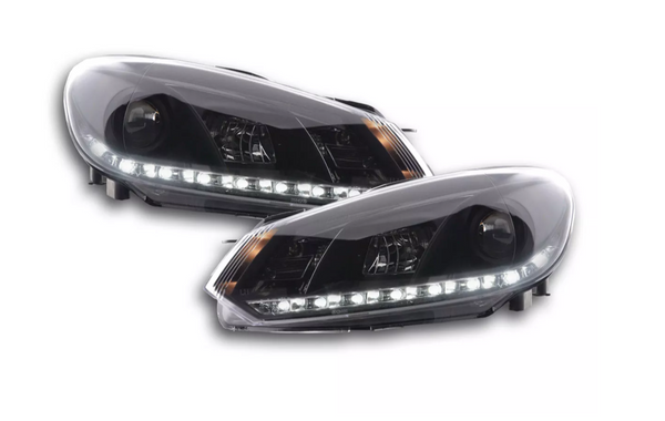 FK Set VW Golf 6 MK6 LED Servo Halo Lightbar Scheinwerfer DRL GTI 08+ schwarz LHD