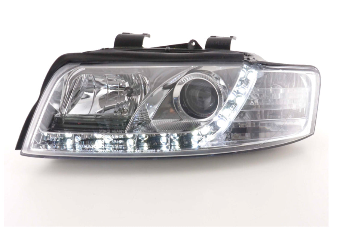 FK LED DRL Lightbar Halo Headlights Audi A4 B6 8E 01-04 Smoke Chrome LHD S4