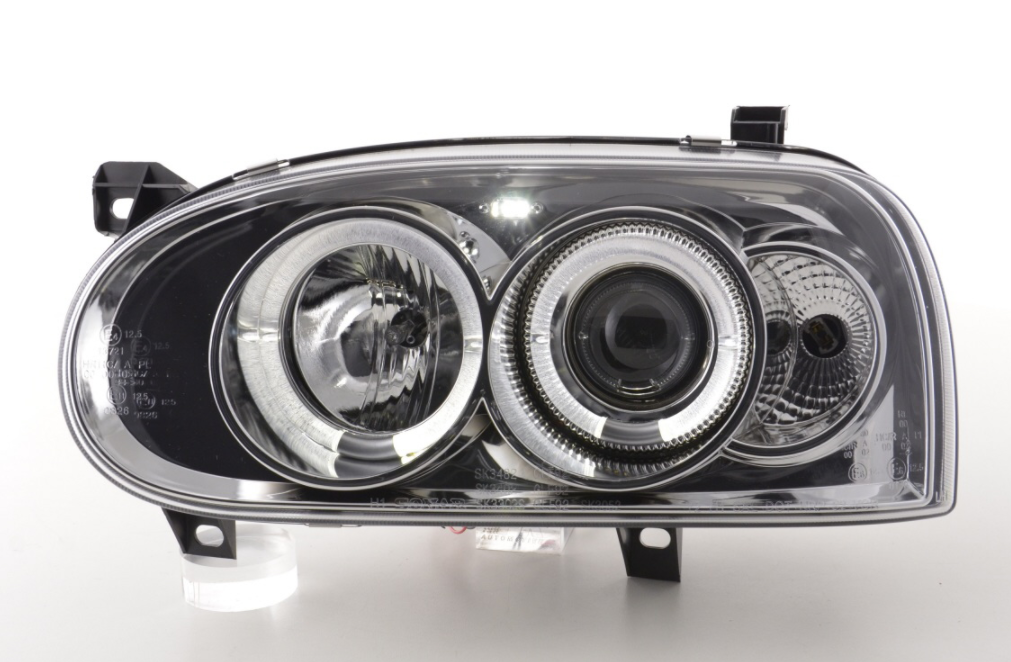 FK LED DRL Angel Eye Halo Ring Headlights VW Golf 3 MK3 1HXO 1 EXO 91-97 LHD