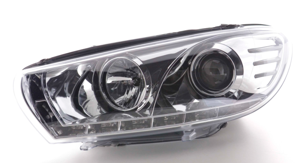 FK Pair LED DRL Lightbar Deluxe Headlights VW Scirocco 3 Mk3 13 08-14 chrome LHD