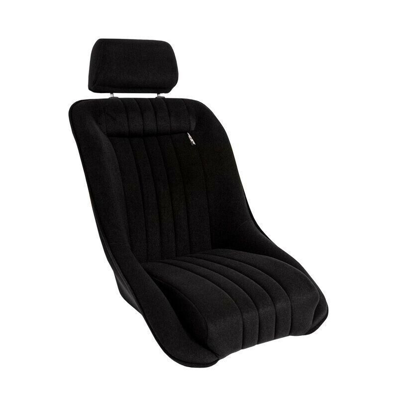 AS x2 Univ Classic Car Retro Kit Sports Fixed Back Bucket Seats Black inc slides