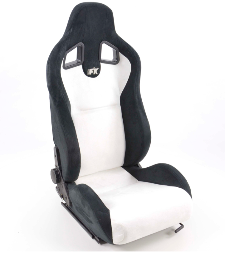 FK Universal Suede Alcantara Deluxe Motorsport Recline Bucket Seats WHITE Black