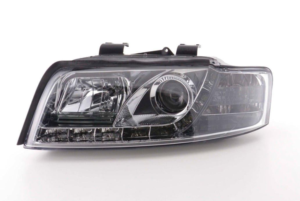 FK Set LED DRL Headlights Halo Lightbar Audi A4 b6 8E 01-04 Smoked Chrome LHD S4