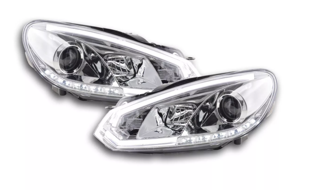 FK Set VW Golf 6 MK6 LED DRL Lightbar Headlights DRL GTI 08-12 Chrome LHD