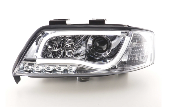 FK LED Headlights LED DRL Projector Audi A6 4B C5 97-01 Chrome S6 S-Line LHD