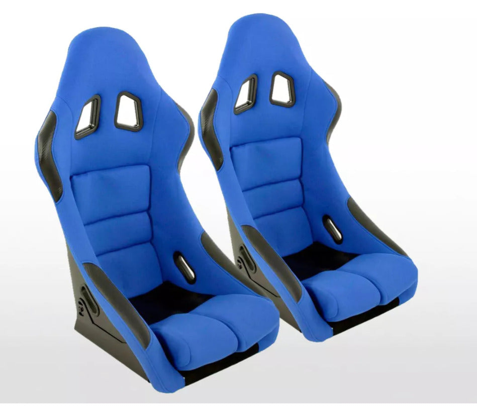 FK Universal Full Fixed Back Bucket Sports Seats BLUE Edition Track Motorsport