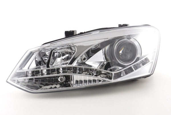 FK Pair LED DRL Halo Lightbar headlights VW Polo  6R 2010+ chrome RHD