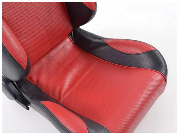 SCE Sportive Universal Reclining Bucket Sports Seats Black & Red Perforated SL