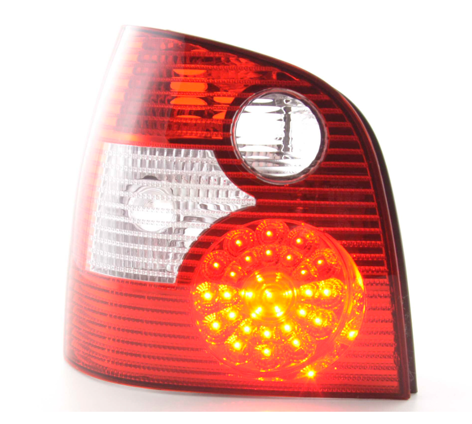 FK Pair LED DRL Rear Lights VW Polo 9N 01-05 red / clear LHD