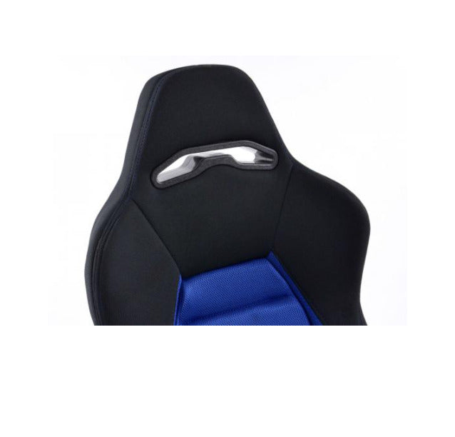 FK Pair Universal Recline / Fold Bucket Sports Seats - BLUE & Black Stitch