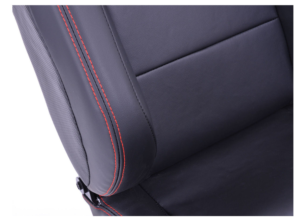 FK Universal Reclining Bucket Sports Seats - RS Carbon Fibre Black Red Stitch