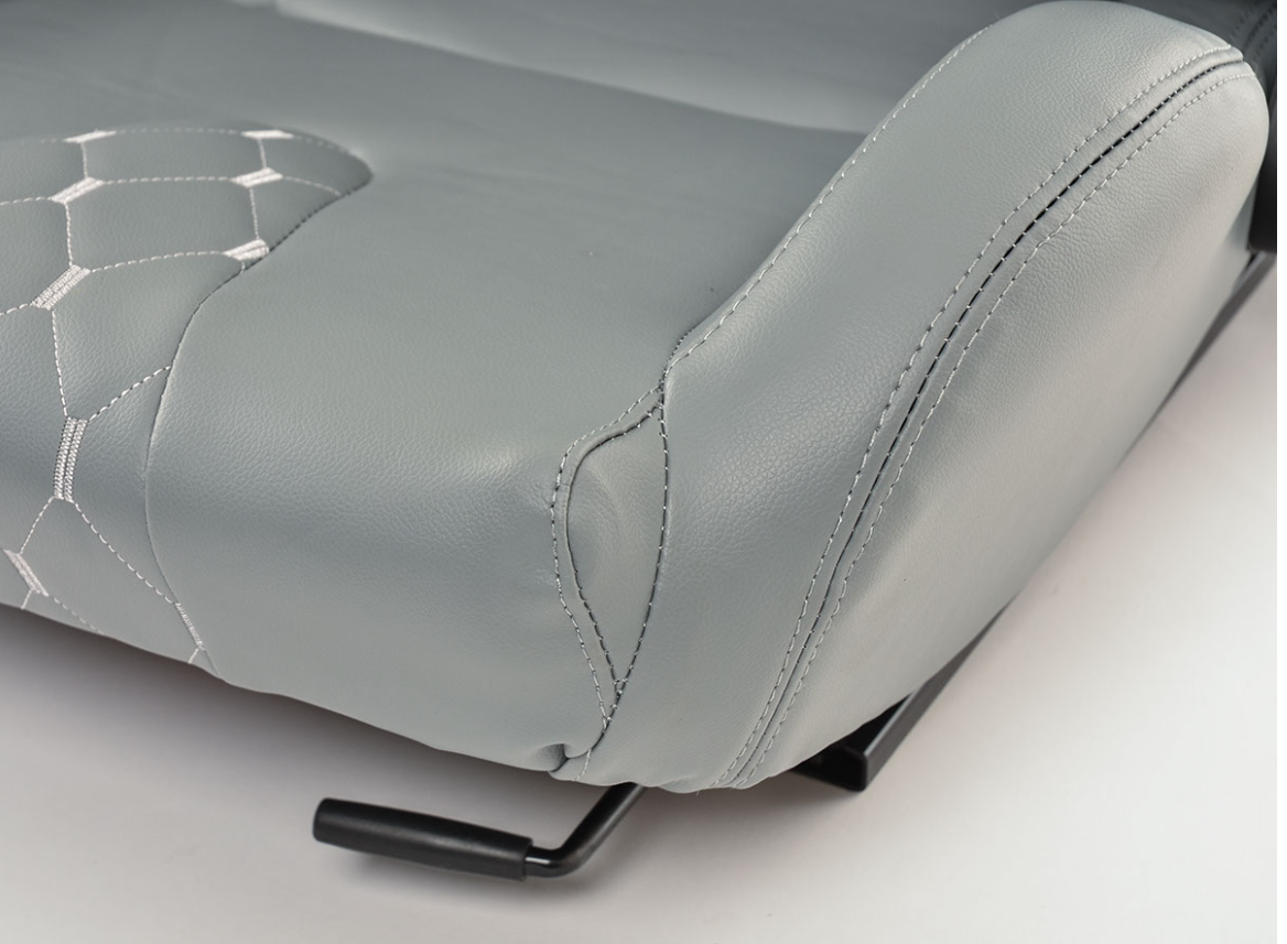 FK Pair Universal Reclining Bucket Sports Seats - RS Grey Silver Stitch Edition