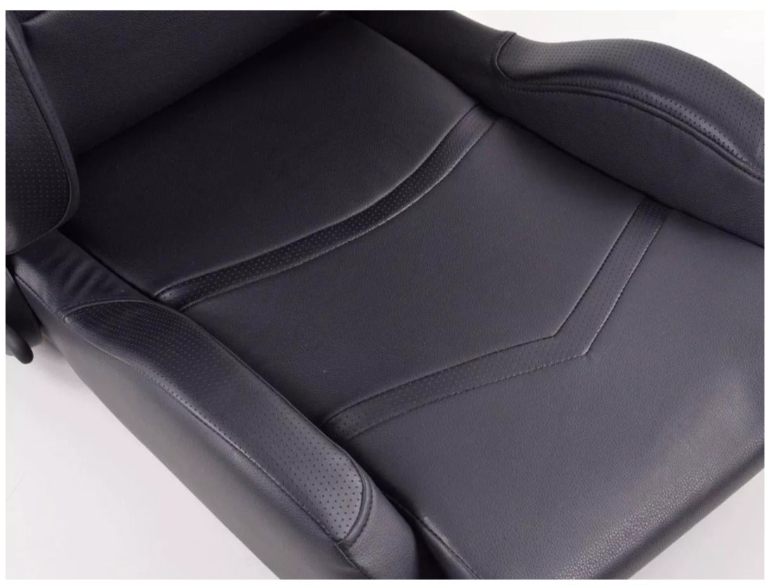 FK Pair Universal Reclining Bucket Sports Seats - Black Heated & Massage Luxury