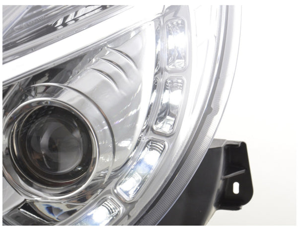 FK Pair LED DRL Projector Halo headlights Opel Vauxhall Corsa D 2011+ Chrome RHD