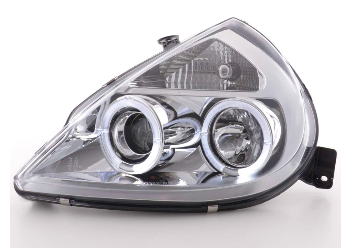 FK Paar LED DRL Angel Eye Projektorscheinwerfer Ford KA RBT 96–08 Chrom LHD