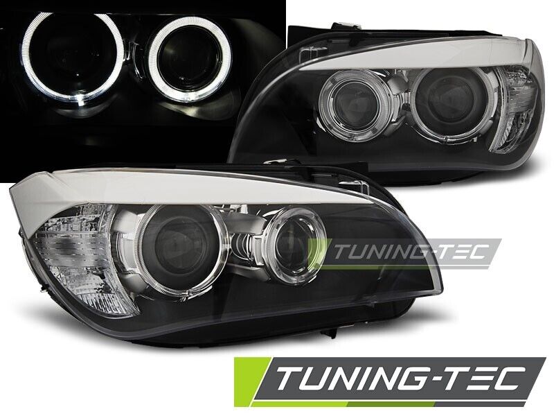 Tuning-Tec LED DRL Halo Ring 3D Headlights BMW X1 E84 09-12 Black LHD