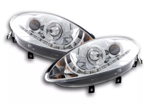 FK Set LED DRL Proiettore Angel Eye Halo Fari Fiat Bravo 198 07 + Cromo