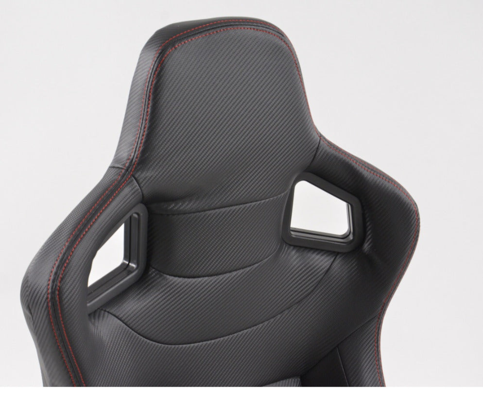 FK Pair Red Stitch Recline Bucket Sports Seats Carbon Fibre Edition Black Line