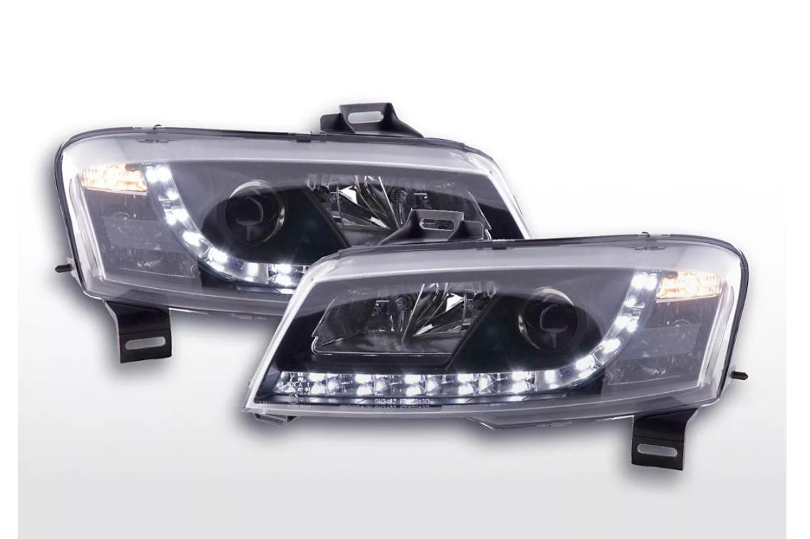 FK Pair LED DRL Lightbar Halo Headlights Fiat Stilo 3dr 192 01-06 Black LHD