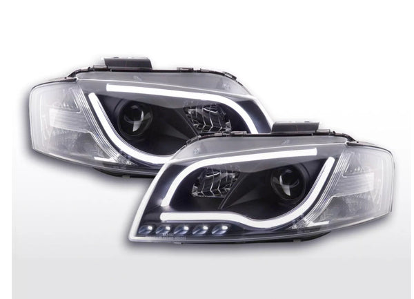 FK LED DRL Lightbar Halo Projector ESP Headlights Audi A3 8P 8PA 03-07 black LHD