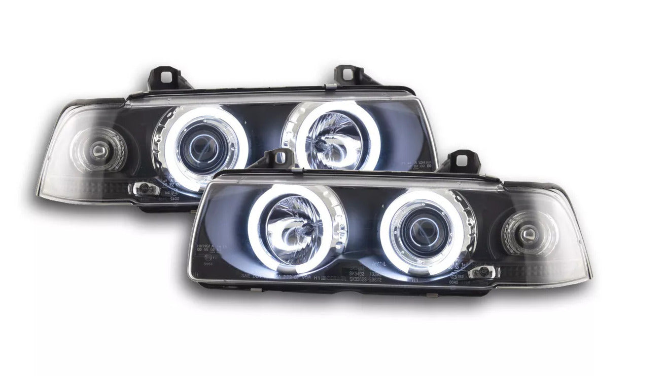 FK LED Headlights Angel Eyes Halo Ring CCFL BMW 3 series E36 Saloon 92-98 M3 LHD