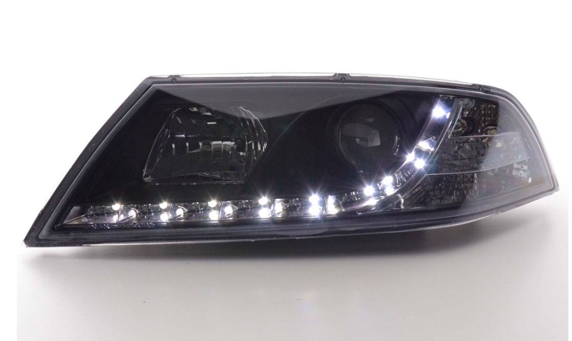 FK Pair LED DRL Lightbar Halo headlights Skoda Octavia 2 04-08 1Z MK2 black LHD