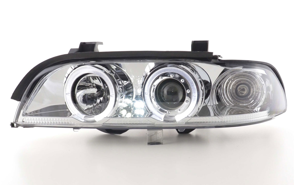 FK Set LED DRL Halo Angel Eyes Scheinwerfer BMW 5er E39 95-00 Chrom M5 LHD