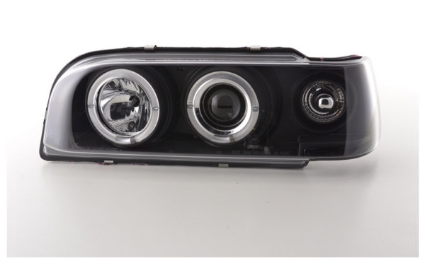 FK LED DRL Angel Eye Projektor-Scheinwerfer-Set Volvo 850 92–97 schwarz RHD