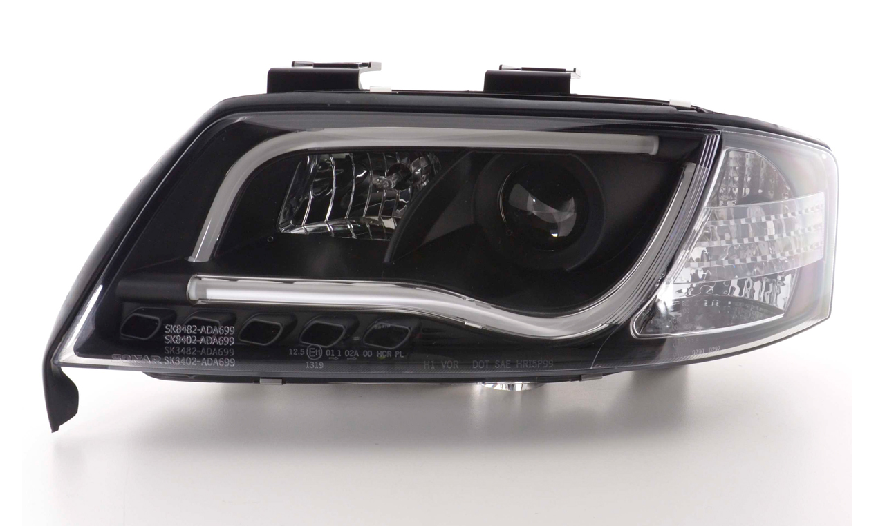 FK LED Headlights LED DRL Lightbar Audi A6 C5 4B 97-01 Black S6 S-Line LHD