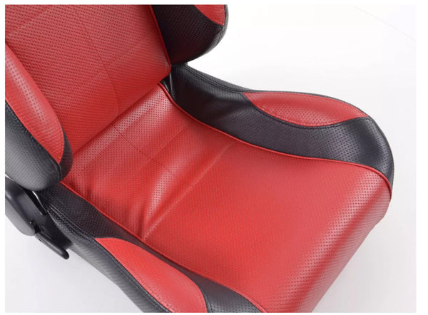 SCE Sportive Universal Reclining Bucket Sports Seats Black & Red Perforated SL