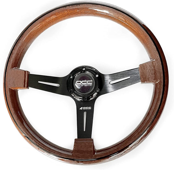 OCC MOTORSPORT SEMI-DISPLACED STEERING WHEEL CLASSIC WOOD Brown 63mm 350mm