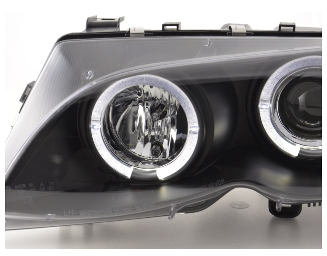 FK LED DRL Halo Headlights BMW 3-series E46 Saloon Touring 02-05 M3 Black LHD