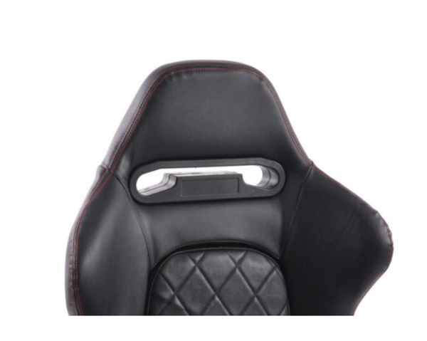 FK Pair Univ Reclining Bucket Sports Seats Luxury Quilted Black Diamond Stitch