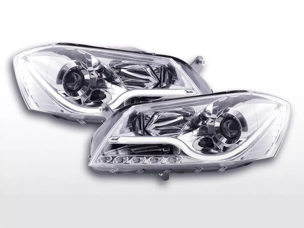 FK LED DRL Halo Lightbar LUXE BRIGHT Headlights VW Passat B7 3C 10+ Chrome LHD